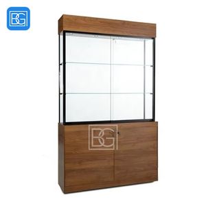 Elegante vitrina de vidrio Marco de metal negro Estantes múltiples Escaparates de productos al por menor - Product Image 4