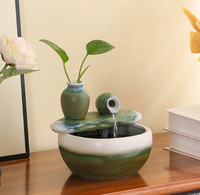 Sculpture décorative en céramique de style chinois, peinte à la main, motif végétal, avec poisson pour un flux d'eau porte-bonheur Feng Shui