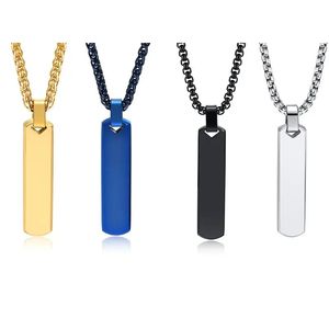 Custom Unique Simple Design Smooth <b>Titanium</b> Name Custom Made Cube Strip Geometry Pendant Cuban Stainless Steel <b>Necklace</b> for <b>Men</b> - Product Image 1