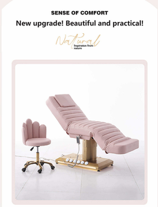 Customizable 3 Motor Beauty Bed with Wood Grain Finish Foot Control LED Base for Salon Use - Product Image 2