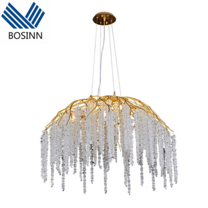 Lustre en cristal de salon duplex pour l'escalier Villa Hall Crystal <span class=keywords><strong>Elm</strong></span> Tree Flowers Coin Tassels Pendant Light - Product Image 6