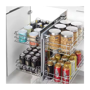 Modern Stainless Steel <b>Wire</b> <b>Basket</b> Hidden Pantry Cabinet Pull Out Storage in Kitchen Space-Saving Magic Corner Design 02.2A.RWB1 - Product Image 3