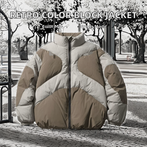 Chaqueta Bomber de Invierno para Hombre, Estilo Americano, Moderna, Retro, Urbana, de Lana, con Capucha, Diseño de Bloques de Color - Product Image 2