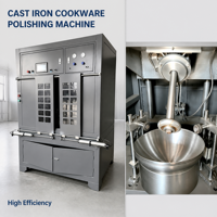 Machine de polissage de métaux en fonte à grande capacité avec système de meulage fin de la paroi extérieure, personnalisable et automatique pour ustensiles de cuisson en fonte