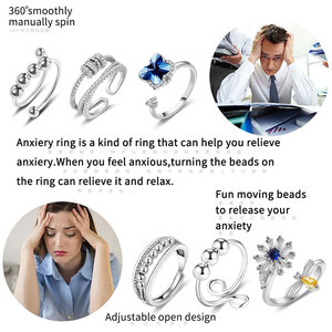 Nuovi Anelli Trendy in Rame Placcato <span class=keywords><strong>Argento</strong></span> <span class=keywords><strong>e</strong></span> <span class=keywords><strong>Oro</strong></span>, Regolabili, a Forma di Fiocco di Neve, Anti-Ansia con Zirconi per Donne <span class=keywords><strong>e</strong></span> Ragazze - Product Image 3