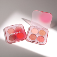 Palette de fards à paupières professionnelle en plastique, format portable, 4 couleurs, pigment mat, fard à paupières nacré chatoyant