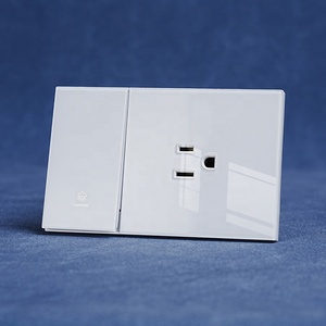 <span class=keywords><strong>Prise</strong></span> murale avec interrupteur 1 voie 1 ou 2 voies, plaque en verre trempé intégral, couleur blanc ou noir, 118*75mm pour la <span class=keywords><strong>Colombie</strong></span>, l'Équateur - Product Image 1