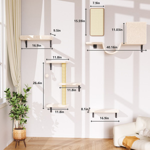 5-Piece ahşap kapalı kedi mobilya oyun seti duvara monte kedi tırmanıcı kınamak ev merdiven tırmalama kurulu kedi ağaçları Scratcher - Product Image 2