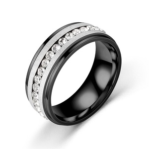 Bague en titane en acier de 8mm avec diamant bleu unique Bague pour homme romantique tendance Bijoux tendance <span class=keywords><strong>Elden</strong></span> Bague pour homme franc-maçon - Product Image 3