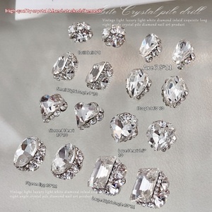 Paso Sico Crystal Pave Full-Strass pour Egg Rock Candy Right-Angle Large Stone Finished Pave Ball Nail Jewelry Flashy - Product Image 1