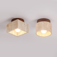 Plafonnier moderne de style italien, petit luminaire de couloir en bois jaune travertin pour chambre d'hôtel, chambre d'hôtes et salon