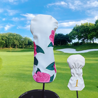 Housse de tête de club de golf style Masters en cuir PU de haute qualité à motif floral pour Driver, Fairway, Hybride, Putter – Vente en gros