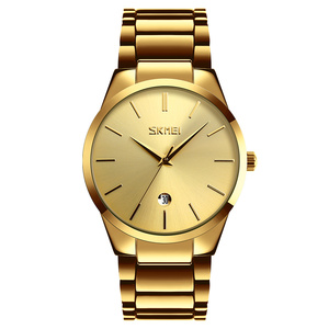 <span class=keywords><strong>SKMEI</strong></span> <span class=keywords><strong>9140</strong></span> montre d'affaires pour hommes bande en acier inoxydable étanche analogique Quartz minimaliste calendrier Design mode Style décontracté - Product Image 3