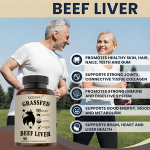OEM/ODM/OBM Halal 100% Capsules de foie de boeuf pur <span class=keywords><strong>Peau</strong></span> de Poils Nourri d'herbe Supplément de foie de boeuf desséché pour adultes Stimulation d'énergie - Product Image 5