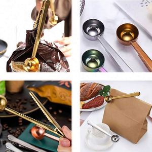 Multifunctional Stainless Steel Metal 15ml Powder Coffee <b>Measuring</b> <b>Spoon</b> with Seal Clip - Product Image 5