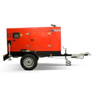 Customized Color 10KVA To 500KVA Three Phase Silent Trailer Diesel Generator Set With 2 Wheels