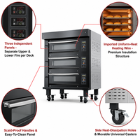 Four de boulangerie commercial électrique en acier inoxydable de qualité supérieure, personnalisé, à 3 niveaux et 9 plateaux, avec fil chauffant, facile à nettoyer et silencieux