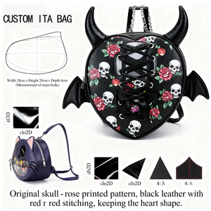 Vui tùy chỉnh pin hiển thị cosplay ITA Túi ba lô PU chống trộm Tính năng dây kéo đóng cửa Polyester Lót tùy chỉnh in ấn chèn - Product Image 2