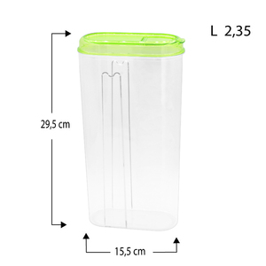 Barattolo per alimenti in plastica trasparente ermetico da 2,35 l contenitore ovale verde viola turchese con coperchio per la conservazione e la conservazione degli alimenti - Product Image 2