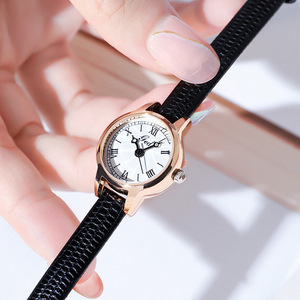 Reloj de Pulsera Elegante para Mujer con Esfera Pequeña, Estilo Retro, Correa de Cuero, Movimiento de Cuarzo - Product Image 3