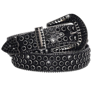 Cinturón de Cuero con Pedrería 105cm 115cm 125cm 135cm Estilo Casual para Mujeres y Niñas Accesorio de Moda - Product Image 1