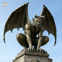 Statue de Gargoyle en Bronze Antique, Grande Sculpture de Diable Ailé pour Décoration Extérieure