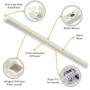 ไฟ LED แบบแท่งขนาด 5 ฟุต ปรับกำลังไฟและอุณหภูมิสีได้ 30W‑54W 3000K‑5000K ไฟเส้นแบบติดตั้งบนพื้นผิวและแบบแขวนสำหรับคลังสินค้าและสำนักงาน - Product Image 2