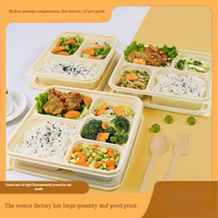 Lonchera Desechable Biodegradable y Ecológica de Nueva Generación, de Papel, con 32 oz de Capacidad, Múltiples Compartimentos, con Asa para Llevar Comida