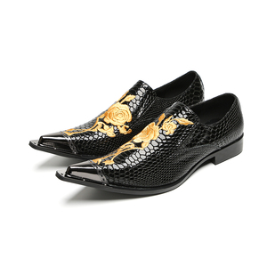 Broderie florale britannique métal bout pointu en cuir véritable hommes chaussures habillées grande taille fête de mariage chaussures formelles chaussures d'affaires - Product Image 5