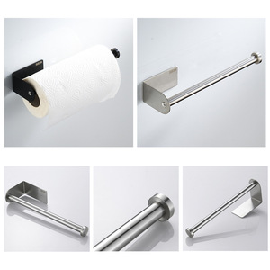 Porte-papier toilette Saint Ruijia en acier inoxydable 304, sans perçage, noir, carré, pour cuisine et salle de bain - Product Image 4