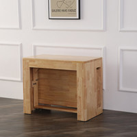 Table à manger rectangulaire pliante et extensible en bois massif de style nordique pour petites maisons avec design de table invisible