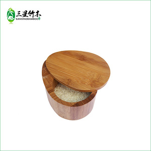Creative rotating <b>bamboo</b> seasoning <b>container</b>, kitchen seasoning storage box, salt shaker, factory direct sales of <b>bamboo</b> boxes. - Product Image 1