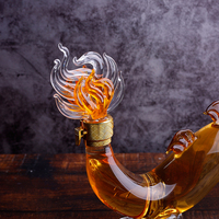 Carafe en verre transparente artisanale en forme de dragon chinois - Récipient de stockage pour vin et spiritueux avec bouchon à vis en métal et boîte cadeau