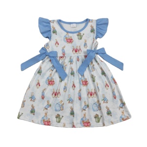 Vestido Casual de Verano con Estampado Floral y Volantes para Niñas Pequeñas, Estilo Línea A, Venta al por Mayor de Ropa Infantil ODM - Product Image 1