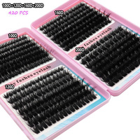 Cils 3D volumineux noirs 10-20mm, courbure D, 4 sections, 100D 120D 160D 200D, pour un effet salon, en fibres douces