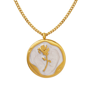Collier ras du cou en acier inoxydable 18K or clair, personnalité de luxe rétro émail goutte à goutte huile <span class=keywords><strong>rose</strong></span> pendentif 2022 - Product Image 2