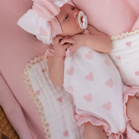 Débardeur en tricot personnalisé pour bébé fille, motif cœur à volants en coton, rose, sans manches, doux et confortable