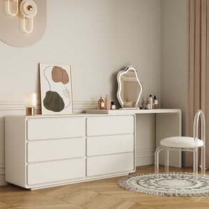 <span class=keywords><strong>Mesa</strong></span> de Maquillaje Moderna de Madera Maciza con Espejo LED Iluminado, Cajones Multifuncionales de Almacenamiento, Mueble de Dormitorio - Product Image 2