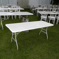 Table pliante rectangulaire en plastique HDPE de 180 cm pour l'extérieur, table de pique-nique de 6 pieds, mesas plegables pour l'extérieur