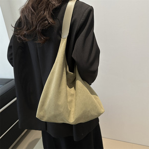 Bolso Bandolera Negro para Mujer, Estilo Casual, con Dos Asas, Forro de Lona, Color Sólido, Detalles de Perlas - Product Image 3
