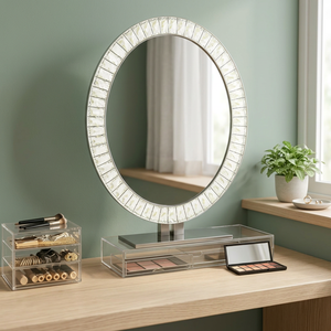 <b>Wall</b> Mounted Art Deco LED Makeup Mirror Touch Control Illuminated Defogging Modern for Bathroom Use - Product Image 2