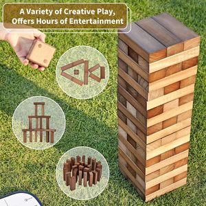 Tour géante personnalisée à empiler, 54 pièces en bois de pin, jeu de construction avec 1 jeu de dés - Bloc classique - Product Image 5