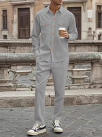 Nouvelle Collection Hiver 2026 – Ensemble Décontracté Homme Style Européen et Américain : Chemise Manches Longues et Pantalon Long (Deux Pièces)