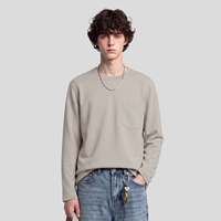 T-shirt à manches longues en modal style Old Money pour homme, col rond oversize, sous-vêtement de base pour le quotidien (OEM/ODM)