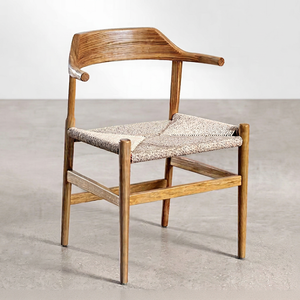 Contemporary Teak <b>Dining</b> <b>Chair</b> Modern Curved Backrest Durable Metal Frame Solid Wood Customized Designs for Home Bar Warehouse - Product Image 1