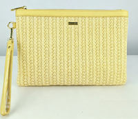 Sac de plage à fermeture éclair de haute qualité, pochette d'été personnalisée en paille tressée, sac à main portable pour femme, style bohème en rotin