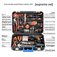 Boîte à outils électrique, outils à main, ensemble d'outils ménagers, kit de réparation multifonction, combo tout-en-un, outils à batterie, haute teneur en carbone