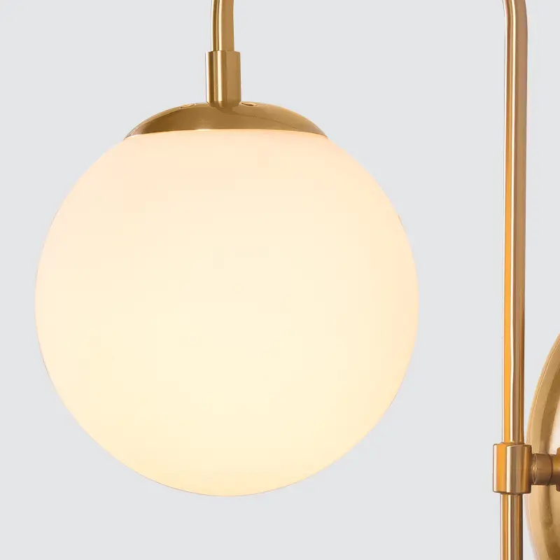 Wall Sconce Light Indoor White Glass Sconce Brass Golden Bedside Lamp Wall Lights Modern