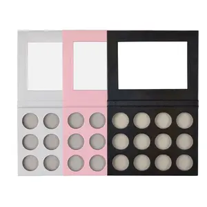 定制纸板眼影盒包装粉色黑白空眼影调色板批发DIY眼影调色板套装