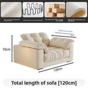 โซฟาเบดกำมะหยี่รูปตัวยูสีขาวนุ่มสบาย ดีไซน์อิตาลี ชุดโซฟาโมเดิร์นแบบประกอบได้ เหมาะสำหรับห้องนั่งเล่นขนาดเล็กหรืออพาร์ตเมนต์ - Product Image 2